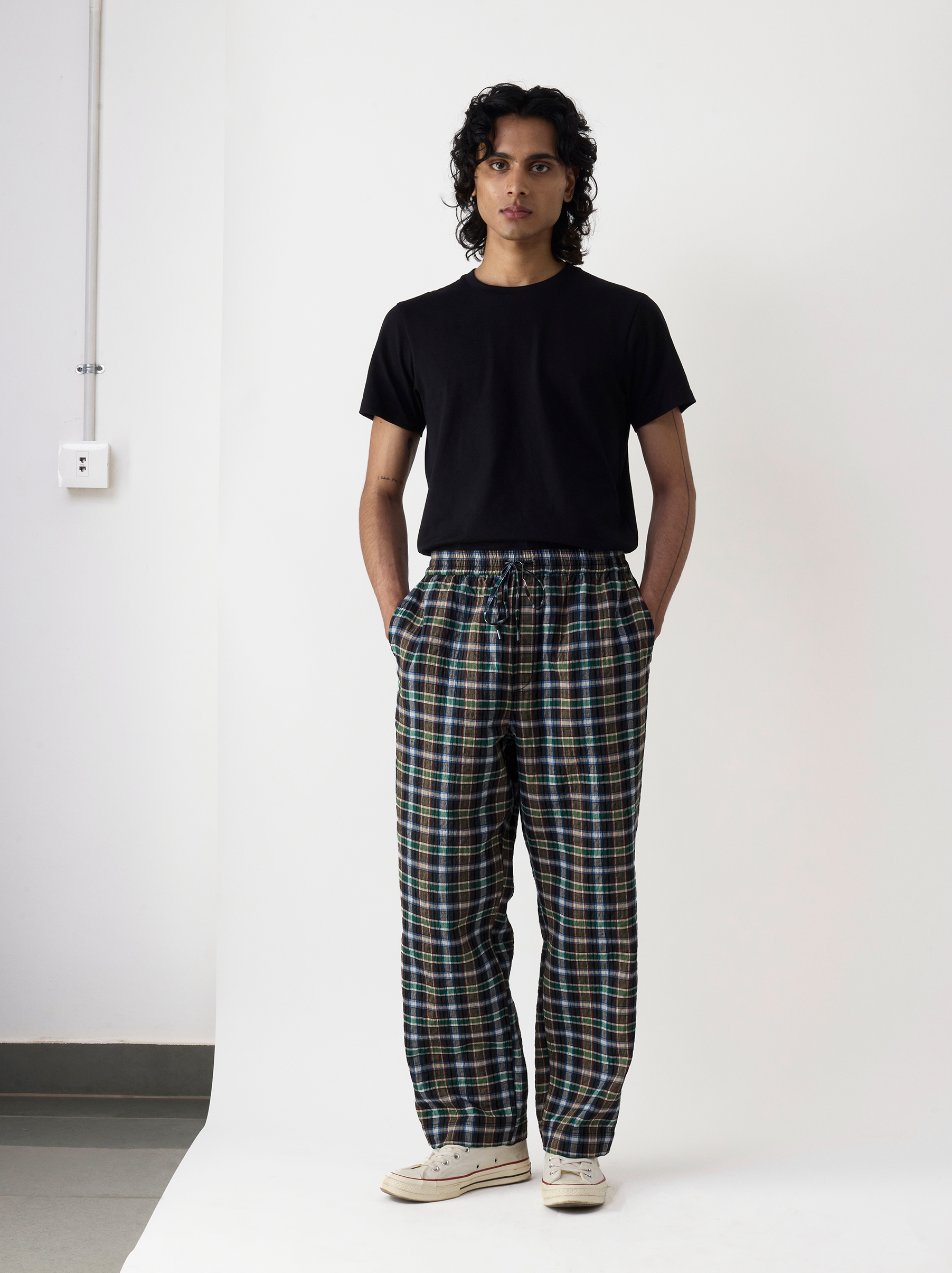 IT.024.14.89 PLAID DRAWSTRING PANTS